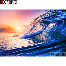 HOMFUN Full Square/Round Drill 5D DIY Diamond Painting "Wave scenery" 3D Embroidery Cross Stitch 5D Home Decor Gift A17402 2024 - buy cheap