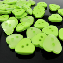 50pcs 1/2" Green Heart Buttons Clear resin buttons for Kid's shirt garment accessory 11x12mm 2024 - buy cheap