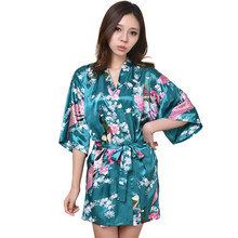 Drak Green Female Printed Floral Kimono Dress Gown Chinese Style Rayon Robe Nightgown Flower S M L XL XXL XXXL 20160409 2024 - buy cheap