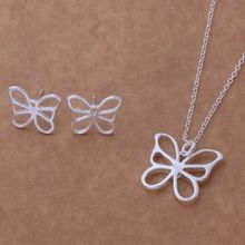 Silver plated jewelry sets, silver jewelry set decent butterfly simple Earring Necklace /TUVFQDWQ 2024 - buy cheap