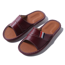 Summer Couple Leather Slippers Indoor Men and Women Home Wood Floor Skid TPR Bottom Home Shoes 2024 - buy cheap