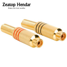 100 pcs Gold Tone Metal RCA In-Line jack socket Audio Female Connector with Metal Spring 2024 - buy cheap