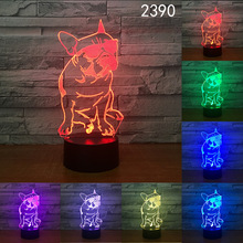 Dog Puppy 3D Lamp with 7 Colors Touch Remote Change Effect Table LED Lamp Home Decor Birthday Gift Fast Free Drop Shipping 2024 - buy cheap
