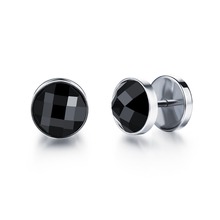 New men's inlaid zircon stainless steel stud earrings for men wholesale tide male round ear jewelry NO.QLED017 2024 - buy cheap