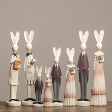 Adorno de conejo hecho a mano para pareja, estatuilla de resina, regalo para amigo, boda, decoración del hogar, adornos artesanales, 1 par 2024 - compra barato