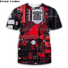 Plstar-camiseta masculina de manga curta, estampa 3d, estilo hip hop, chip eletrônico, harajuku, moda punk, verão 2024 - compre barato