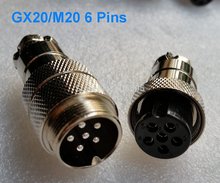 Free shipping M20 GX20 6Pins 20mm Male and Female Butt joint Connector kit GX20 Socket+Plug  Aviation plug interface 2set/lot 2024 - buy cheap