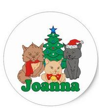 1.5 polegadas natal gatos joanna adesivo redondo clássico 2024 - compre barato