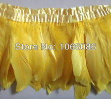 Free shipping! Yellow swan goose feather trim/fringe/ribbon for cloth accessories 6M /lot 6-8inch width 2024 - buy cheap
