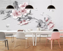 Beibehang Grande 3d papel de parede moderno 3d Pintados À Mão pintura a óleo da borboleta da flor TV parede da sala 3d papel de parede papier peint 2024 - compre barato