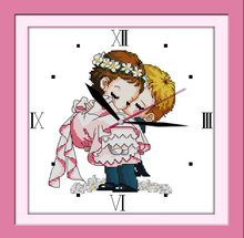 Embrace my bride(clock) cross stitch kit 14ct 11ct count print canvas wall clock stitching embroidery DIY handmade needlework 2024 - buy cheap