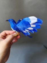 Pájaro artificial de espuma y plumas, juguete decorativo para jardín, regalo para el hogar, tamaño de 12x18cm, color azul, extensible alas, modelo w0201 2024 - compra barato