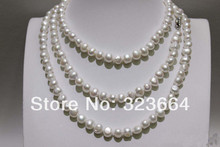White long necklace Baroque Fresh water pearl necklace 7x9mm 48INCH 2024 - buy cheap