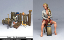 1/35 Scale Resin Figure Building Kit Country Girl and Boy with Accessories 2024 - buy cheap