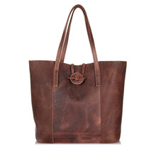 Nesitu Vintage Brown Durable Thick Genuine Leather Women Handbags Crazy Horse Leather Lady Shoulder Bags Woman Totes #M006 2024 - buy cheap