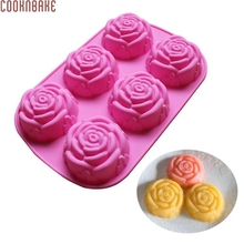 COOKNBAKE-Molde de silicona rosa para decoración de tartas, molde de resina para fondant, jabón hecho a mano con 6 cavidades, para pastelería 2024 - compra barato