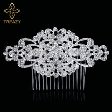Treazy European Design Floral Wedding Hair Accessories Crystal Bridal Hair Combs Wedding Hair Jewelry Hot Selling Veil Jewelry 2024 - buy cheap