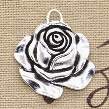 4pcs Charms Rose Flower 36x33mm Antique Making Pendant fit,Vintage Tibetan Bronze Silver color,DIY Handmade Jewelry 2024 - buy cheap