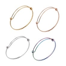 Stainless Steel Twist Wire Bangle Bracelet For Women Metal Adjustable Bangle 55 /60 /65mm Wholesale 10pcs 2024 - buy cheap