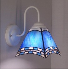 Lâmpada led tiffany de vidro azul mediterrâneo, lâmpada ac 110v/220v e27, led de superfície para decoração de casa 2024 - compre barato