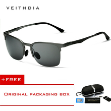 VEITHDIA-gafas de sol de aluminio y magnesio para hombre y mujer, lentes de sol Semi sin montura con espejo polarizado Vintage, 6631 2024 - compra barato