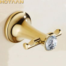 Free Shipping Robe Hook,Clothes Hook, zinc & crystal Construction with Gold finish,Bathroom hook Bathroom Accessories YT-13802G 2024 - buy cheap