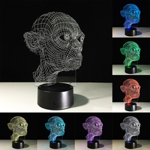 3D LED USB Lamp Terror Theme Party Decoration Skull Head Mischief Horrible Atmosphere 7 Colors Changing Touch Night Light 2024 - buy cheap