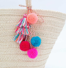 new colorful pom pom tassels Bohemian for Purse Accessories Bag Decoration Pendan beach straw bag handbag cloths summer fashion 2024 - buy cheap