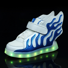 2018 новая синяя детская обувь для мальчиков и девочек, модные светящиеся кроссовки с крылышками и USB для малышей, детские удобные спортивные кроссовки на плоской подошве 2022 - купить недорого