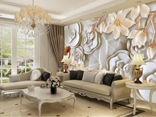 Fondo de TV en relieve 3D, papel tapiz de rosas, magnolia, murales, papel de flores de pared, decoración del hogar 2024 - compra barato