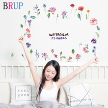 Romantic Flowers Wall Sticker Home Decor Living Room Bright Watercolor Flower Kitchen Wall Stickers Art DIY Pvc Room Decoration 2024 - buy cheap