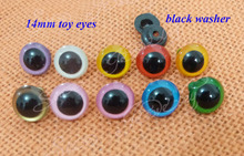 100 tamanhos pçs/lote vermelho/azul/branco/rosa/laranja ---- 14mm olhos de brinquedo de segurança de plástico washer opção de cor preta --- 2024 - compre barato