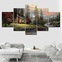 Woods and rivers Landscape 5 Piece Wallpapers Art Canvas Print modern Poster Modular art painting for Living Room Home Decor 2024 - buy cheap