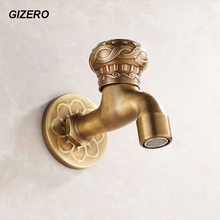 New Arrivals Bathroom Laundry Faucet Antique Brass Carved Wall Mounted Luxury Single Cold Water Faucet Crane ZR225 2024 - buy cheap