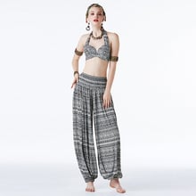 2019 Ropa de baile mujer Tribal conjunto de traje de danza del vientre sujetador y pantalones de algodón pantalones Harem de impresión 2024 - compra barato