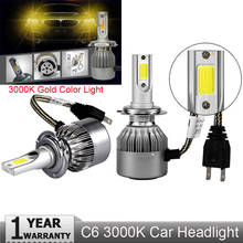 Muxall  Gold H4 H7 H1 COB LED Headlight Bulbs H11 H13 12V 9005 9006 H3 72W 8000LM Car LED lamp Fog Light 3000K Gold color light 2024 - buy cheap