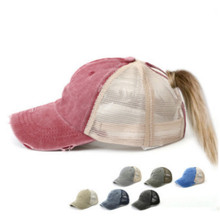Sombrero con cola de caballo para mujer, gorra de béisbol con malla lavada, Snapback, Hip Hop, Verano 2024 - compra barato