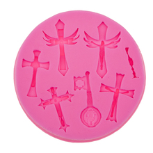 Moldes de Chocolate con encaje y llave de Jesús andcross, herramientas de decoración de tartas, molde de silicona, T0574 2024 - compra barato