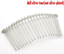 DoreenBeads Silver Color Comb Shape Hair Clips 7.8x3.8cm(3-1/8"x1-1/2"), 10PCs (B17122) 2024 - buy cheap