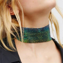 Za Style Multicolor Collar Necklace For Women Punk Design Copper Sequin Choker Necklaces Party Jewelry Chokers Ketting Hot Sale 2024 - buy cheap
