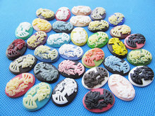 100pcs 18mmx25mm Mixed Color Oval Flatback Resin Beaty Skull Head Cabochon/Cameo Charm/Finding,Decoration Kit,DIY y Accessory 2024 - buy cheap