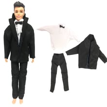 NK 2020 Newest Prince handmade Clothes Black Bride Suit With White Shirt Pants For Barbie Ken Doll Accessories Wedding Clothes 2024 - buy cheap