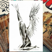 Nu-TATY Angel wings Temporary Tattoo Body Art, 12*20cm Flash Tattoo Stickers, Waterproof Fake Tatoo Henna Tatto Wall Sticker 2024 - buy cheap