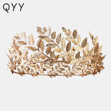 Luxury Gold Leaf Shape Bride Crowns Bridal Tiaras for Women Hair Jewelry Royal Crown Wedding Hair Accessories 2024 - buy cheap