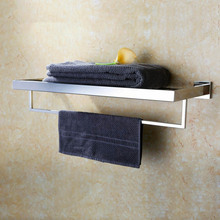 Bathroom 304 Stainless Steel Towel Rack Holder with Towel Bar Bath Robe Shelf, Chrome 01-006 2024 - buy cheap