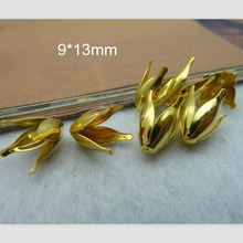 Wholesale 100 PCS Gold-Color Flower Bead Caps Lily Flower End Cap Charms 13*9mm - Free Shipping 2024 - buy cheap