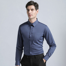 Мужская Однотонная рубашка с длинным рукавом, Классическая деловая рубашка из смески хлопка, Осень-зима 2019 2024 - купить недорого