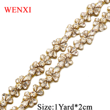 WENXI-Cadena de apliques de diamantes de imitación de cristal, accesorio de costura, color dorado y plateado, 10 yardas, wx808 2024 - compra barato