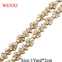 WENXI 10YARDS Wholesale Wedding Waistband Rhinestone Applique Trim For Bridal Sash  Rose Gold Crystal Rhinestone Applique WX808 2024 - buy cheap