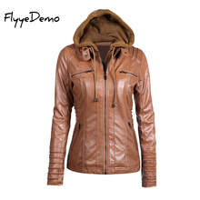 XS - 7XL 2021 Plus Size Autumn Winter Women's Faux Leather Hooded Jacket Motorcycle Jacket Women Coat Outerwear Blusas 2024 - buy cheap